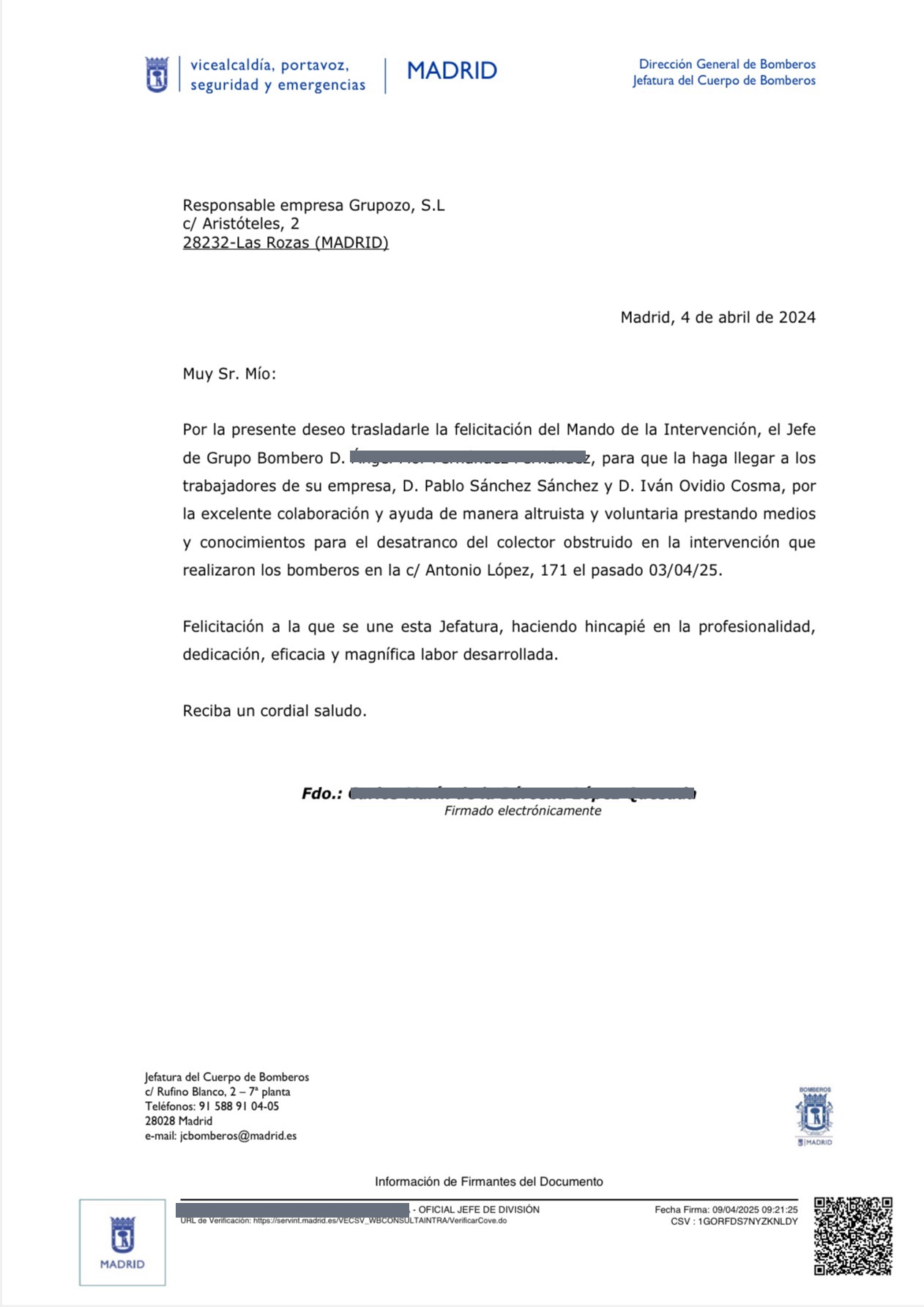 Reconocimiento Ayuntamiento